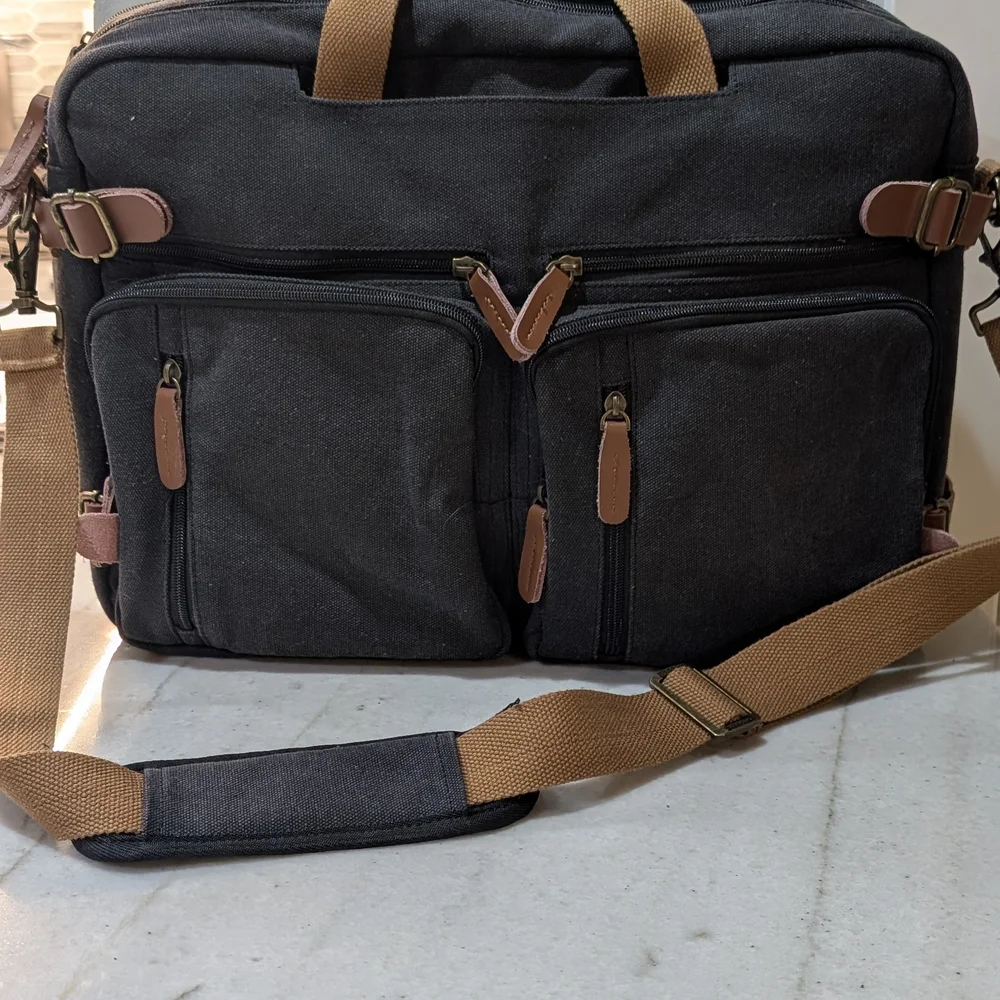 CoolBell Convertible Backpack Messenger Charcoal Gray Canvas Men's Laptop Bag